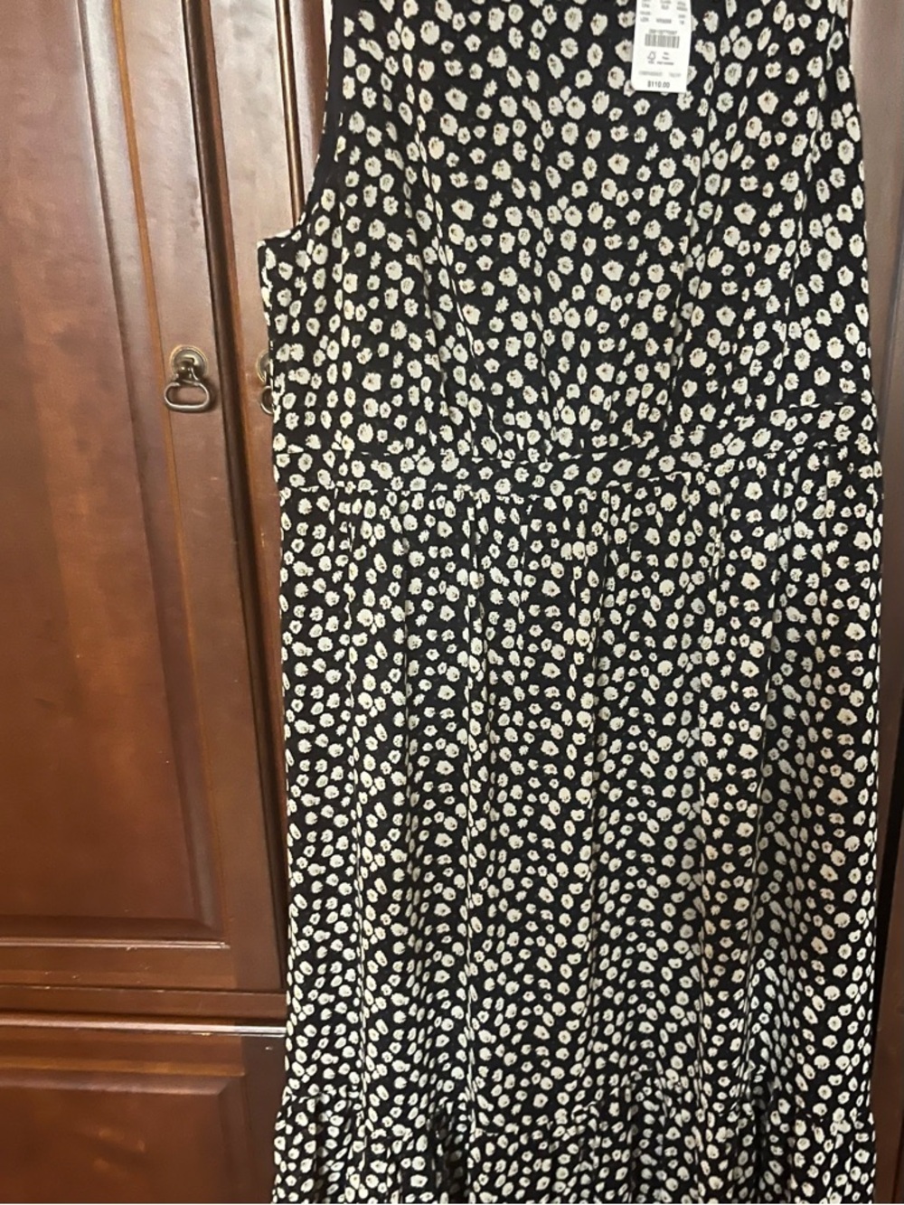 J. Crew Black Maxi Dress with Cream Floral Print
